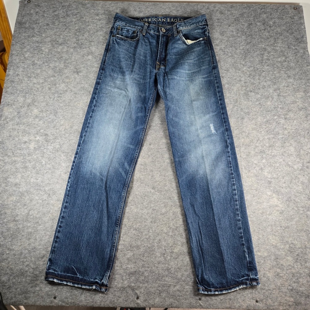 American Eagle Mens‎ Blue Low Loose Y2K Straight Leg Jeans 29x32